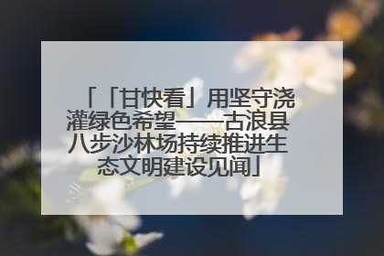 「甘快看」用坚守浇灌绿色希望——古浪县八步沙林场持续推进生态文明建设见闻