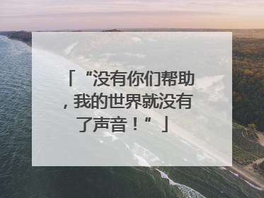 “没有你们帮助，我的世界就没有了声音！”