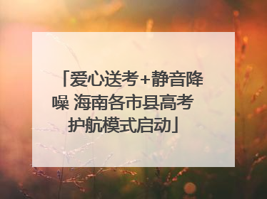 爱心送考+静音降噪 海南各市县高考护航模式启动