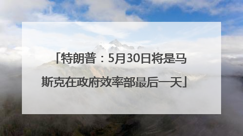 特朗普：5月30日将是马斯克在政府效率部最后一天