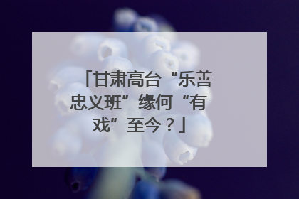 甘肃高台“乐善忠义班”缘何“有戏”至今？