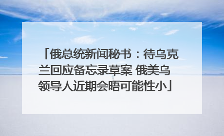 俄总统新闻秘书：待乌克兰回应备忘录草案 俄美乌领导人近期会晤可能性小