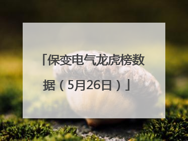 保变电气龙虎榜数据（5月26日）