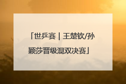 世乒赛｜王楚钦/孙颖莎晋级混双决赛