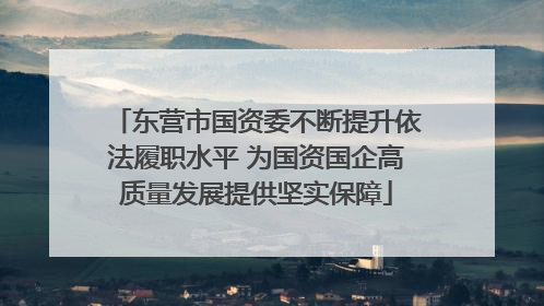 东营市国资委不断提升依法履职水平 为国资国企高质量发展提供坚实保障