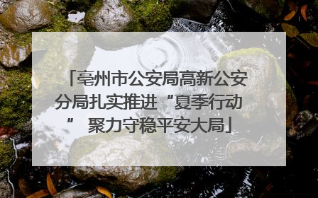 亳州市公安局高新公安分局扎实推进“夏季行动” 聚力守稳平安大局