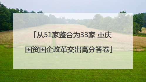 从51家整合为33家 重庆国资国企改革交出高分答卷