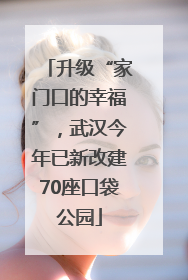 升级“家门口的幸福”，武汉今年已新改建70座口袋公园