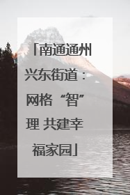 南通通州兴东街道：网格“智”理 共建幸福家园