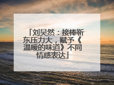 刘昊然：接棒靳东压力大，赋予《温暖的味道》不同情感表达