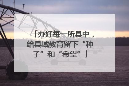 办好每一所县中，给县域教育留下“种子”和“希望”
