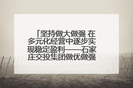 坚持做大做强 在多元化经营中逐步实现稳定盈利——石家庄交投集团做优做强典型报道之三