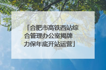 合肥市高铁西站综合管理办公室揭牌 力保年底开站运营