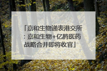 嘉和生物递表港交所：嘉和生物+亿腾医药战略合并即将收官