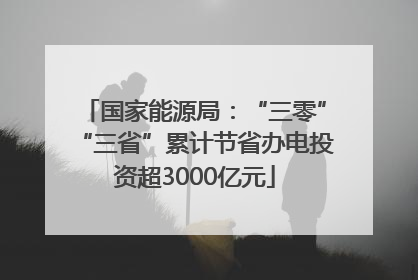 国家能源局：“三零”“三省”累计节省办电投资超3000亿元