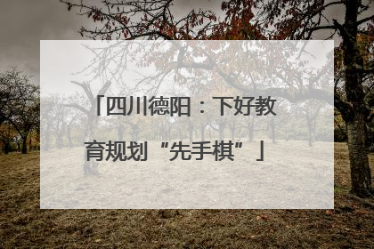 四川德阳：下好教育规划“先手棋”