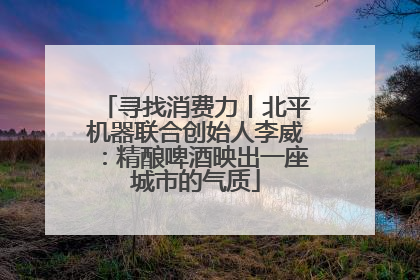寻找消费力丨北平机器联合创始人李威：精酿啤酒映出一座城市的气质