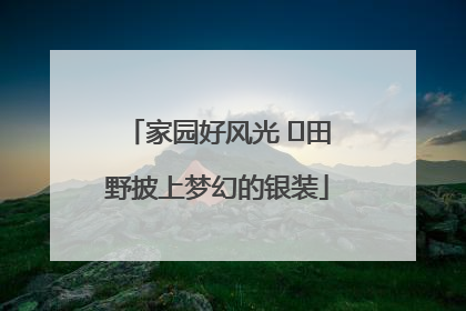 家园好风光 ⎮田野披上梦幻的银装