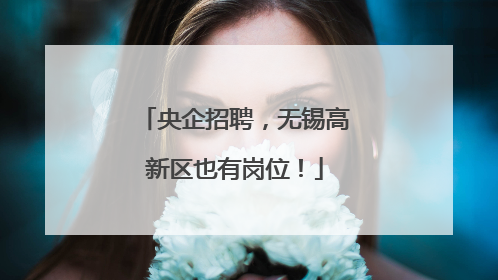 央企招聘，无锡高新区也有岗位！
