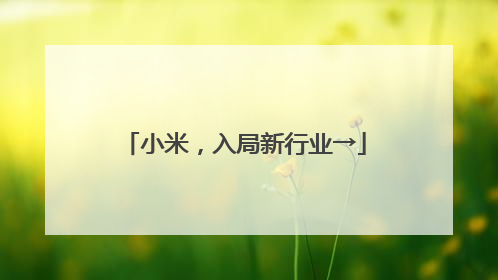 小米，入局新行业→