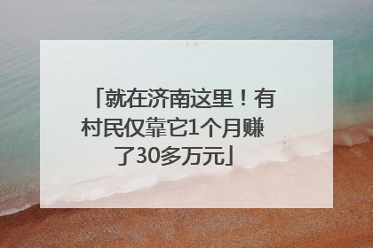 就在济南这里！有村民仅靠它1个月赚了30多万元