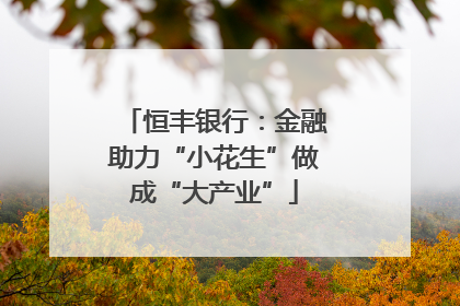 恒丰银行：金融助力“小花生”做成“大产业”