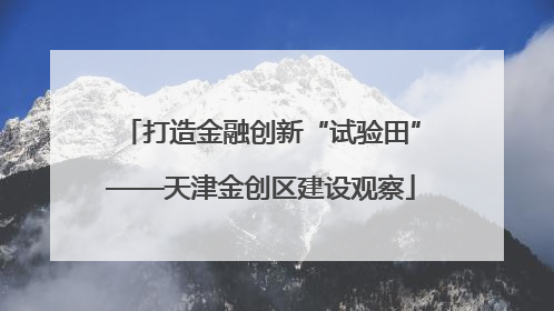 打造金融创新“试验田”——天津金创区建设观察