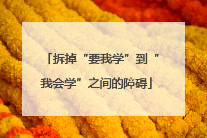 拆掉“要我学”到“我会学”之间的障碍