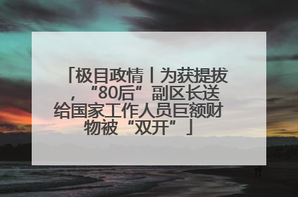 极目政情丨为获提拔，“80后”副区长送给国家工作人员巨额财物被“双开”