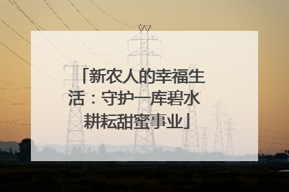 新农人的幸福生活：守护一库碧水 耕耘甜蜜事业