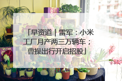 早资道｜雷军：小米工厂月产两三万辆车；曹操出行开启招股