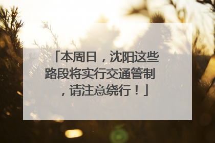本周日，沈阳这些路段将实行交通管制，请注意绕行！