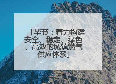 毕节：着力构建安全、稳定、绿色、高效的城镇燃气供应体系