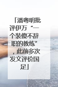 潘粤明批评伊万“一个装傻不辞职的教练”，此前多次发文评价国足