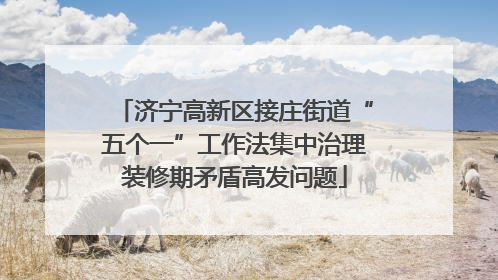 济宁高新区接庄街道“五个一”工作法集中治理装修期矛盾高发问题
