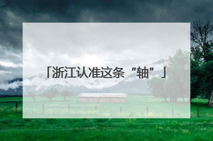浙江认准这条“轴”
