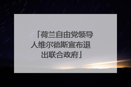 荷兰自由党领导人维尔德斯宣布退出联合政府