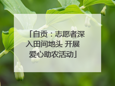 自贡：志愿者深入田间地头 开展爱心助农活动