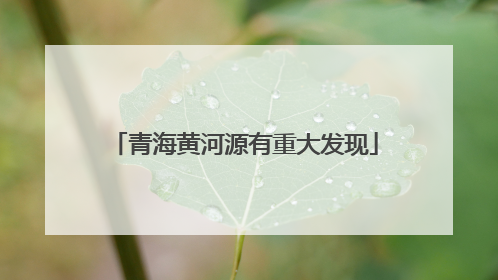 青海黄河源有重大发现