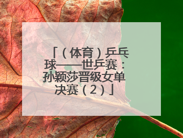 （体育）乒乓球——世乒赛：孙颖莎晋级女单决赛（2）