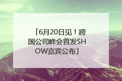 6月20日见！跨国公司峰会首发SHOW嘉宾公布