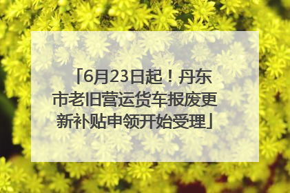 6月23日起！丹东市老旧营运货车报废更新补贴申领开始受理